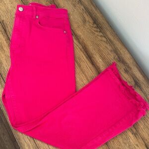 LOFT Cropped Women's Pink Jeans Size 6/28 with fringe hem